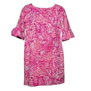 Lilly Pulitzer Alden Dress Women's XS Pink Pawsitive Cattitude Pink Jersey Prep